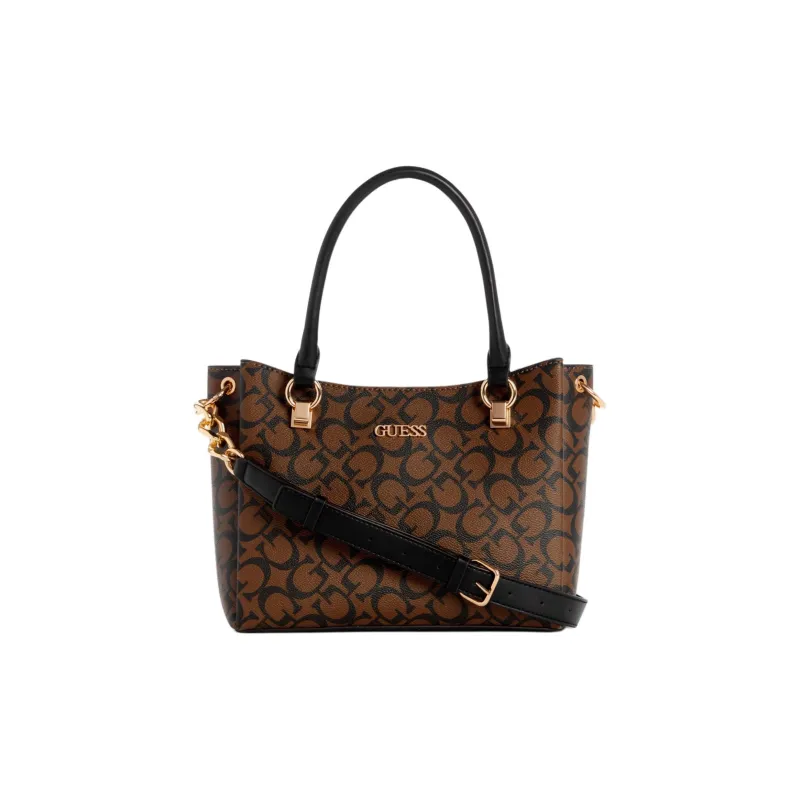 GUESS Coated Canvas One Shoulder Handbag Crossbody Bag Small Size Women's Dark Brown-0