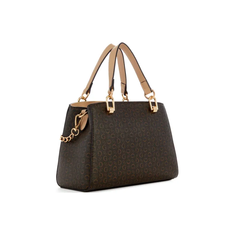 GUESS Coated Canvas Handbag Shoulder Bag Crossbody Bag Small Size Women's Black Brown-1