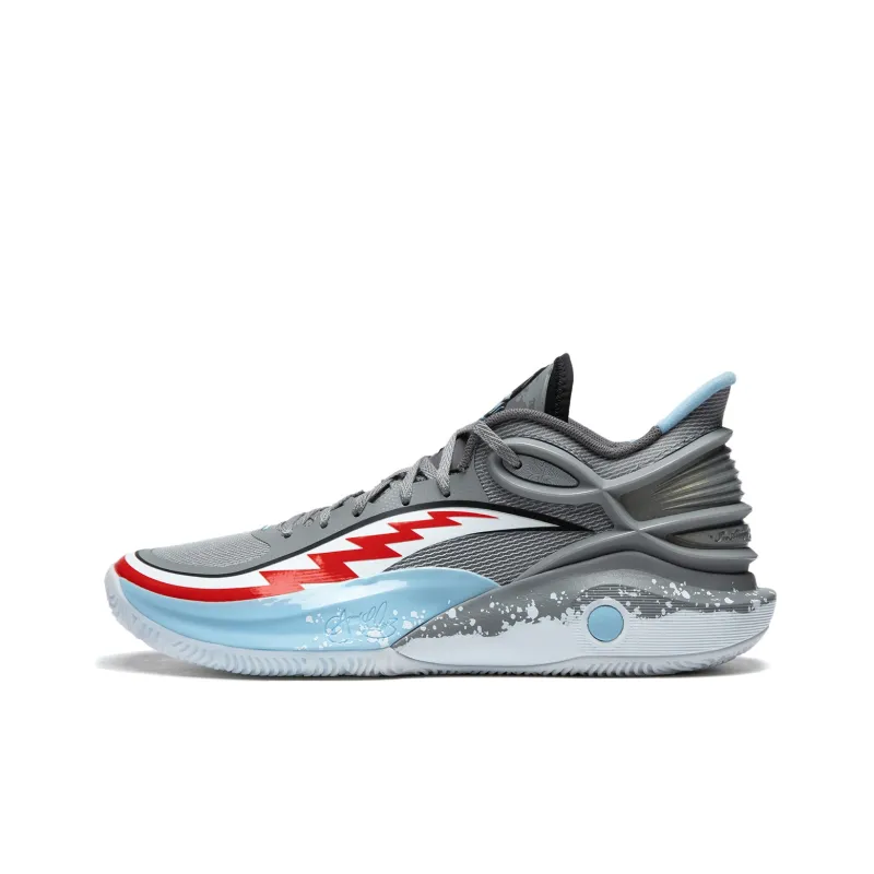 LINING CJ 3 Basketball Shoes Men Low Top Gray Red White-0