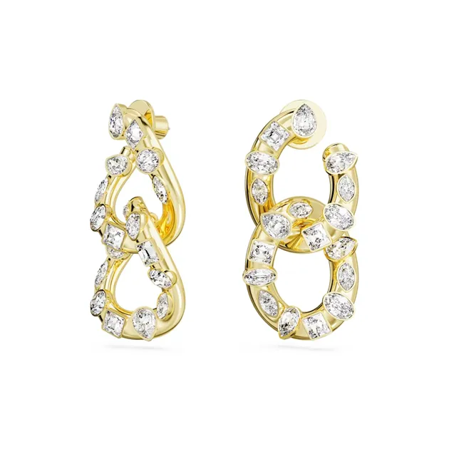 Swarovski Faux Crystal Earrings Women's Gold-1