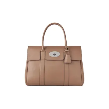 Mulberry Bayswater Grained Leather Handbag Shoulder Bag Women's Light Brown