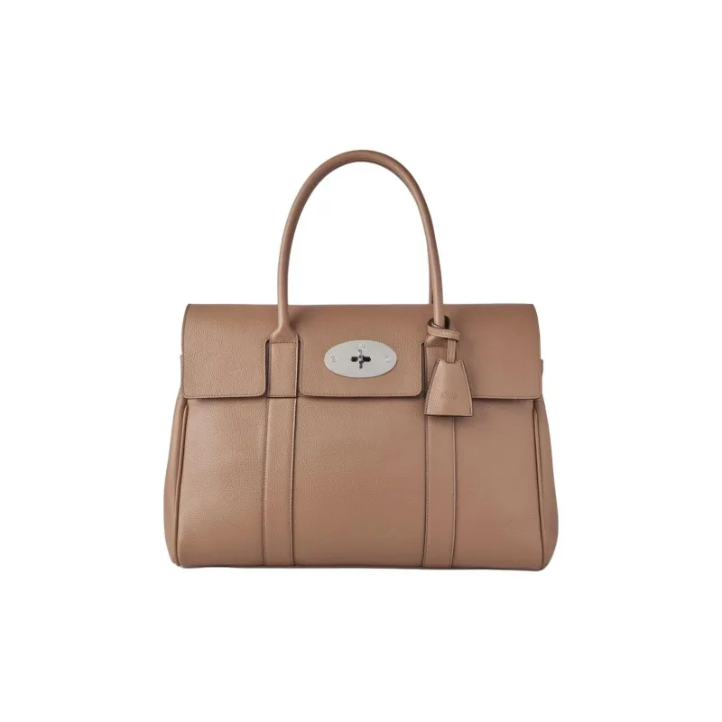 Mulberry Bayswater Grained Leather Handbag Shoulder Bag Women's Light Brown-0