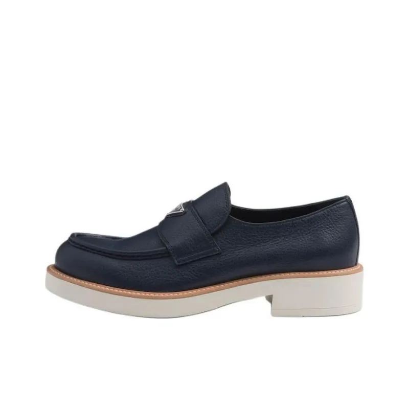 PRADA Triangle-logo Leather Loafers-0