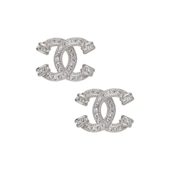 CHANEL Metal Earrings Women's Silver