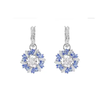 Swarovski Synthetic Cubic Zirconia Rhodium Plated Faux Crystal Earrings Women's Blue