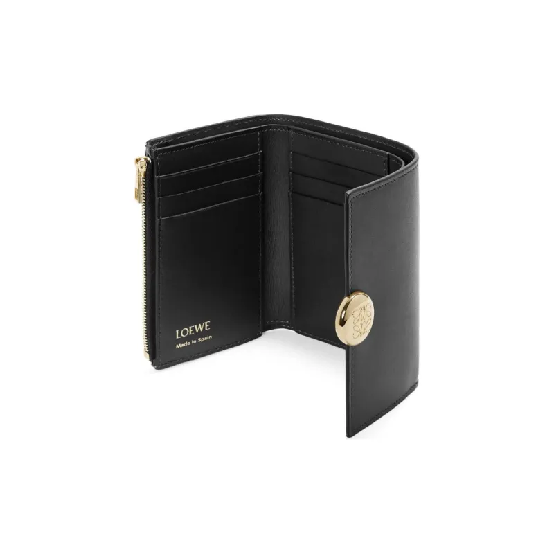 LOEWE Shiny Nappa Calfskin Wallet Small Size Unisex Black-3