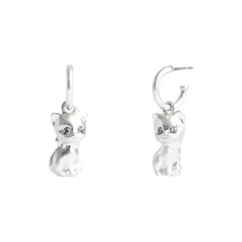 COACH Brass-Plated Glass Titanium Alloy Cubic Zirconia Earrings Women's Silver
