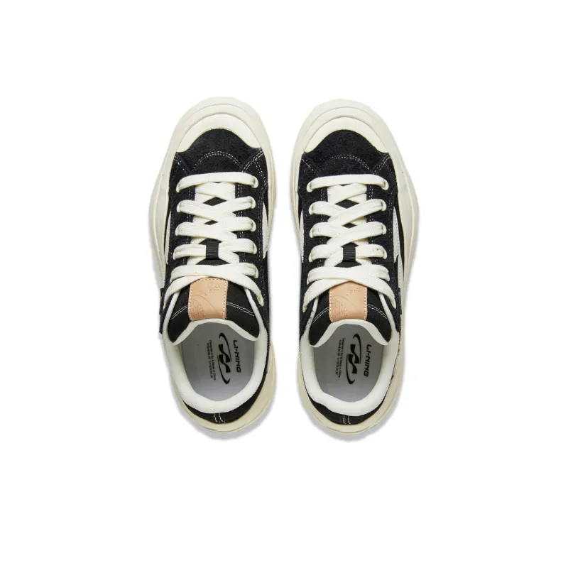 LiNing Wave S70 Low Top Skateboard Shoes Men's Black White-3