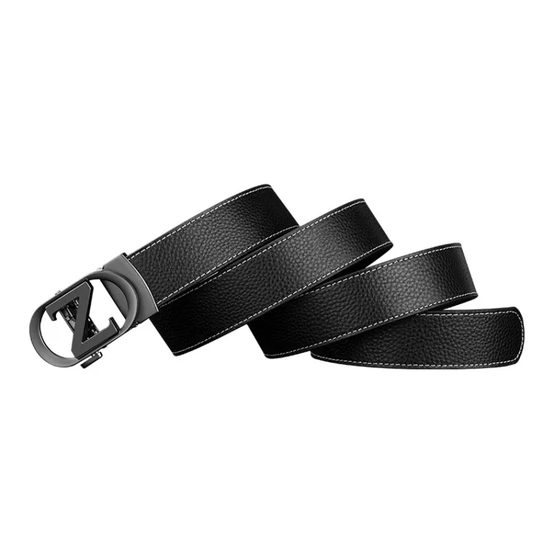 LUCKY LION Middle Aged Automatic Buckle Business Advanced Elegant Leather Belts Men's-8