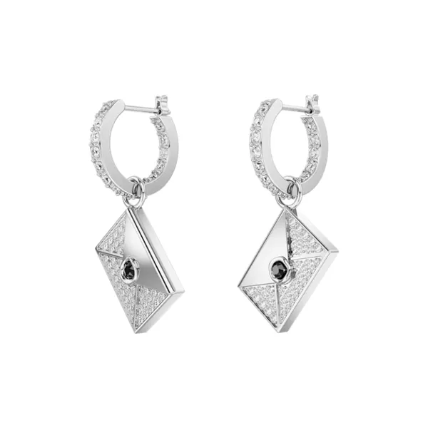 Swarovski Letra Earrings Unisex Silver-2