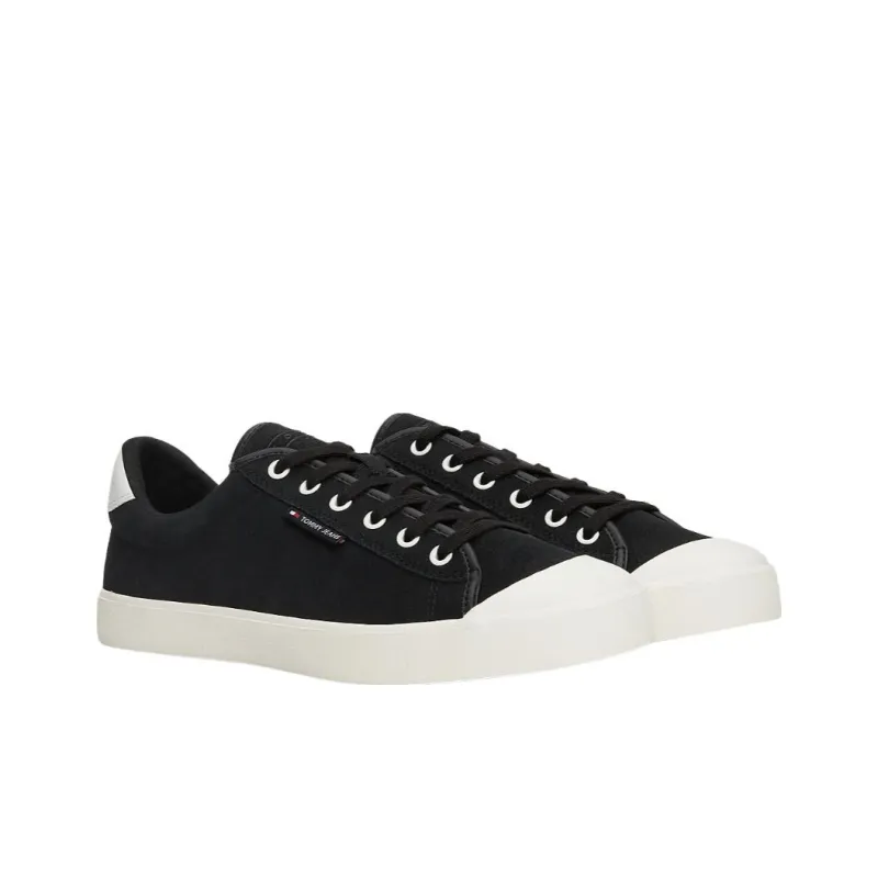 Tommy Hilfiger Abrasion Resistant Low Top Skateboard Shoes Men's Black White-1
