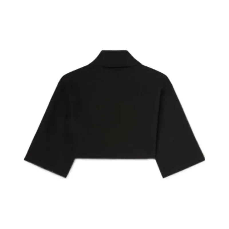 PALM ANGELS Logo Embroidered Cropped Polo Shirt-1