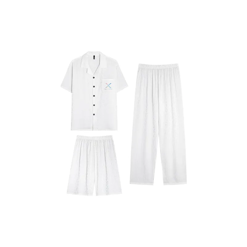 Good Fortune Pajama Set Men's White-0