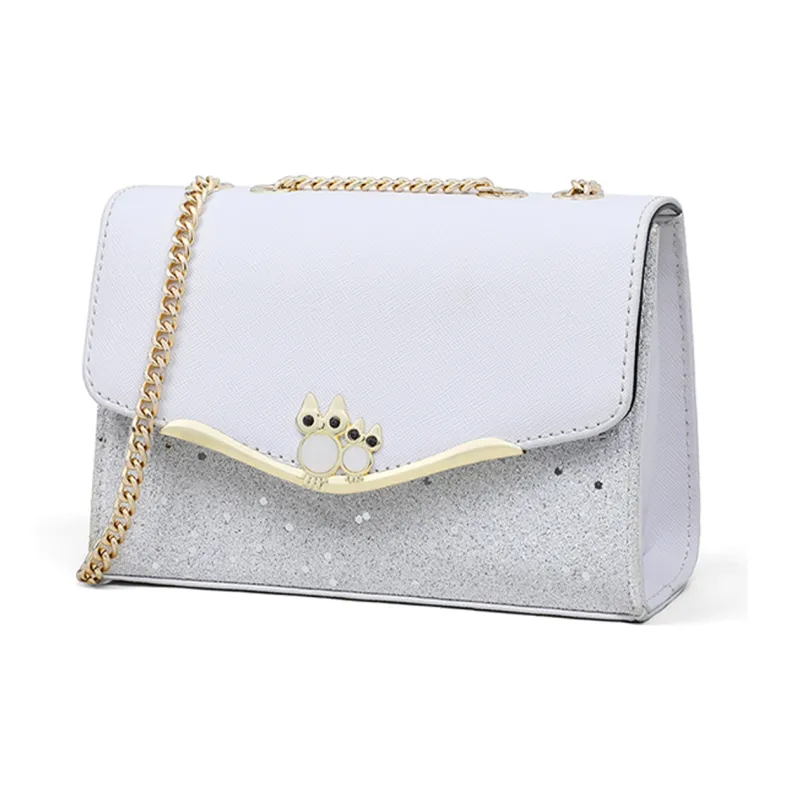 COMELY Cow Leather Patchwork Synthetic Leather Shoulder Bag Crossbody Bag Chain Pack Regular Women's White/Black-2
