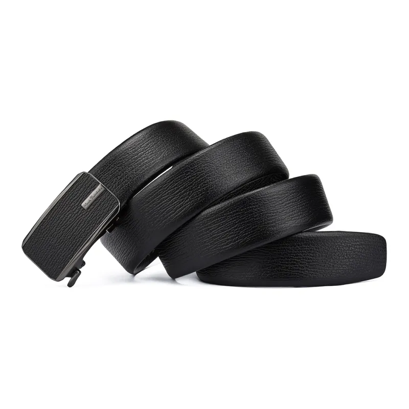 FAIRWHALE Business Style Automatic Buckle High End Subtle Top Grain Cow Leather Belt Men's Width 3.5CM-1
