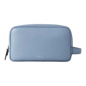 Mulberry Grained Leather Toiletry Bag Men's Blue Gray