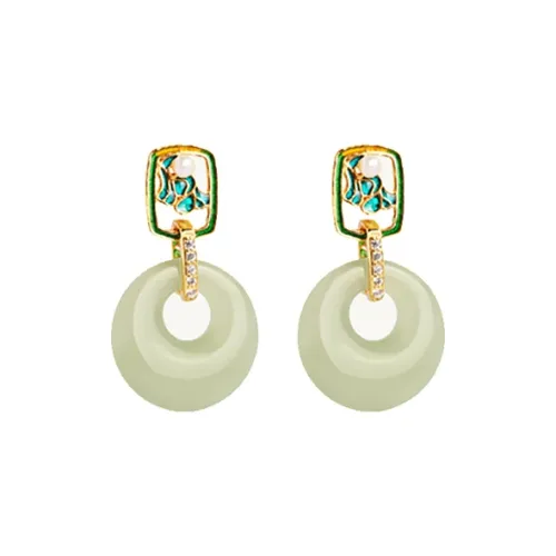 Xiaoyinjiang 925 Sterling Silver Hetian Jade Earrings Women's