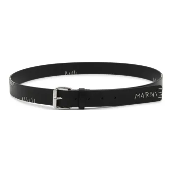 MARNI Logo Embroidered Buckle Belt