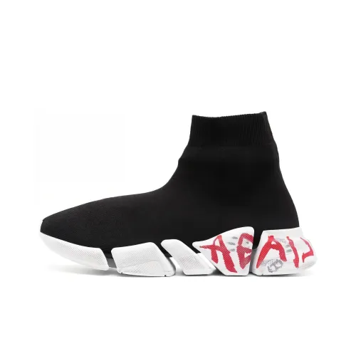 Balenciaga Graffiti Casual Shoes Women's High-Top Black