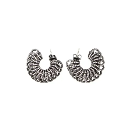 Bottega Veneta Silver Earrings Women's Black