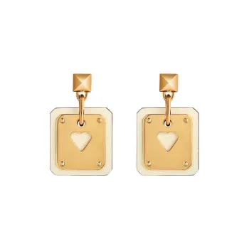 HERMES As De Coeur Earrings Women's Gray White
