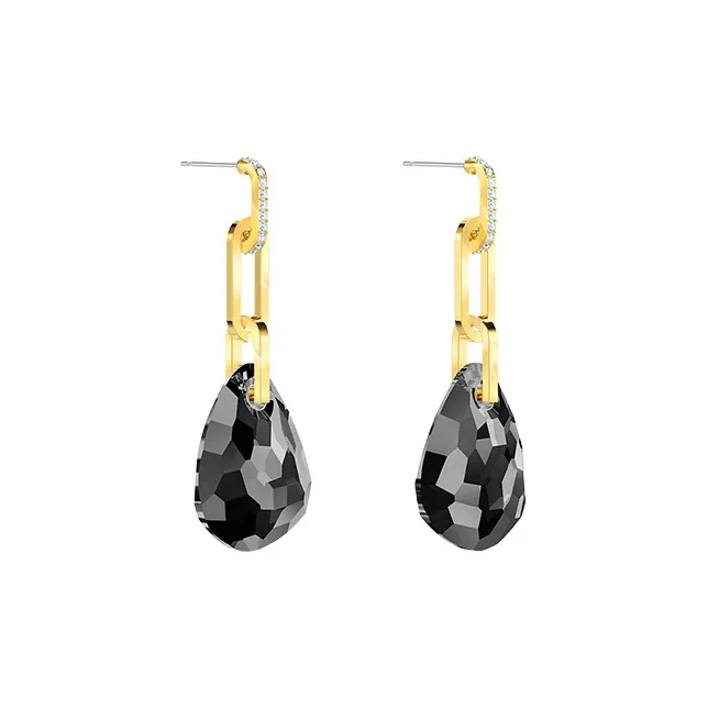 Swarovski T Bar Earrings Women's Black-1