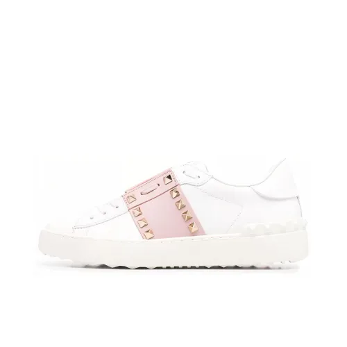 Valentino Rockstud Skateboard Shoes Women's Low-Top White/Pink