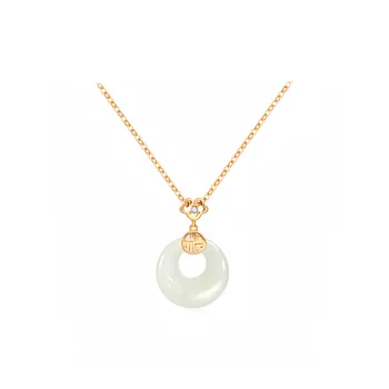 Xifeng Building Pendants Pale Greenish-White Jade Unisex
