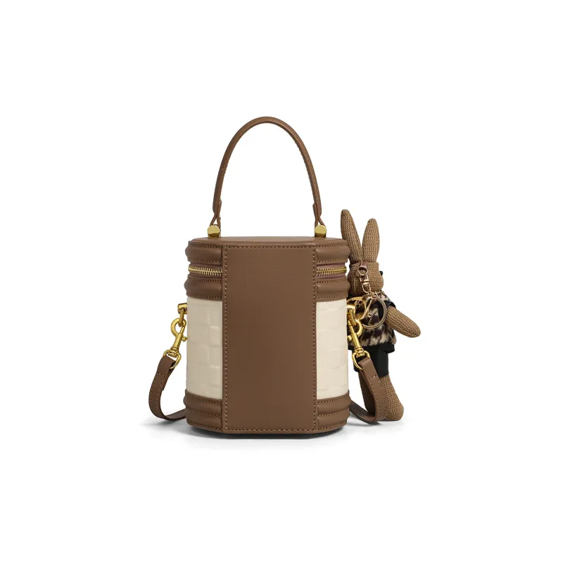 MILLIE'S Cow Leather Bucket Bag, Shoulder Bag, Crossbody Bag, Handbag, Cylinder Bag Regular Women's Ecru-6