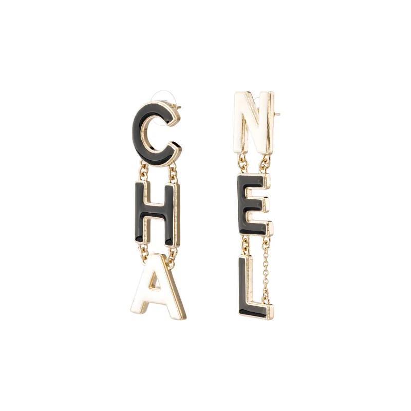 CHANEL Dangle Drop Earrings Women's Black-2
