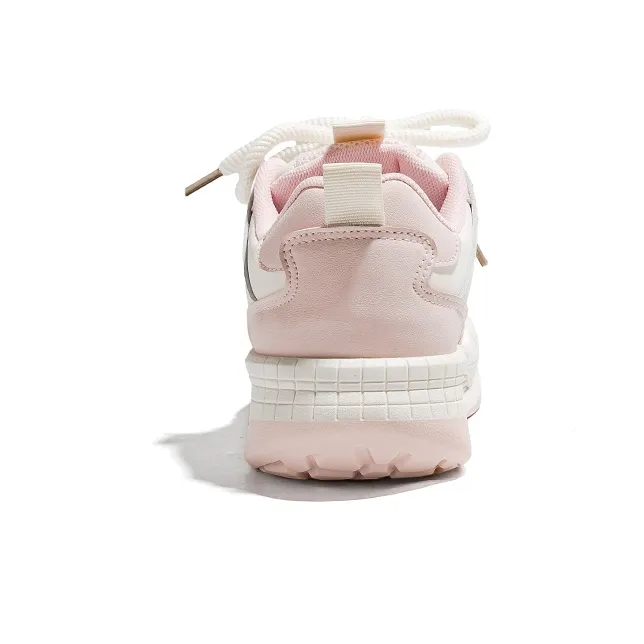 Warrior Cushioning Wear Resistant Low Top Skateboard Shoes Women's Beige Pink-3