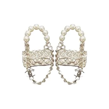 CHANEL Pearl Earrings Women's White