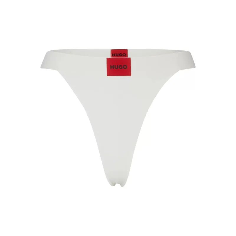 HUGO BOSS Stretch-Cotton Thong Briefs With Logo Waistband Underpants Women's White-0
