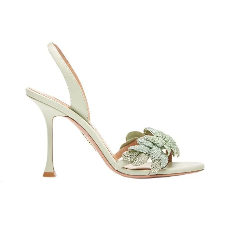 AQUAZZURA Galactic Flower Sandal 95 Strap Sandals Women's Green-1