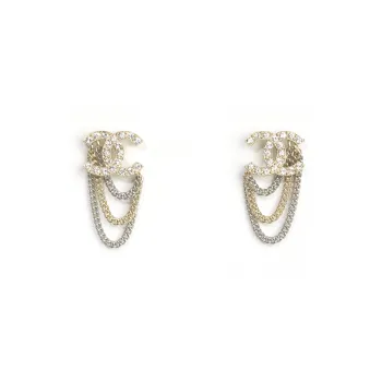 CHANEL Earrings Women's Gold And Silver Two Tone