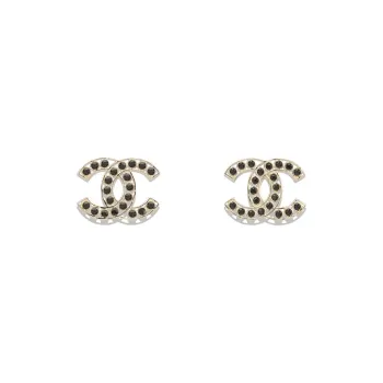 CHANEL Metal Earrings Women's Gold/Black