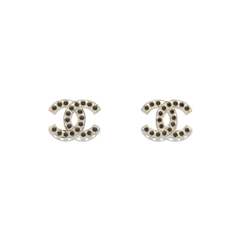 CHANEL Metal Earrings Women's Gold/Black-0