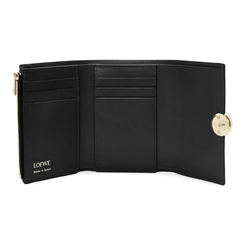 LOEWE Shiny Nappa Calfskin Wallet Small Size Unisex Black-2
