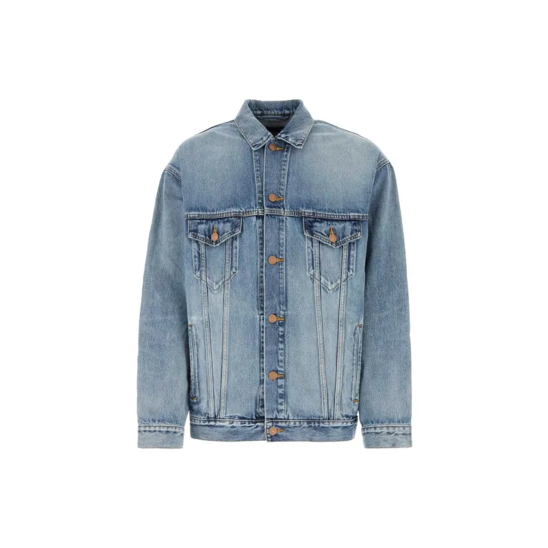 Balenciaga Large Fit Grafitti Backlogo Denim Jacket-8