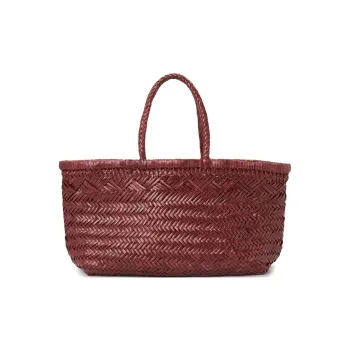 Dragon Diffusion Smooth Buffalo Leather Basket Handbag Tubas Women's Burgundy