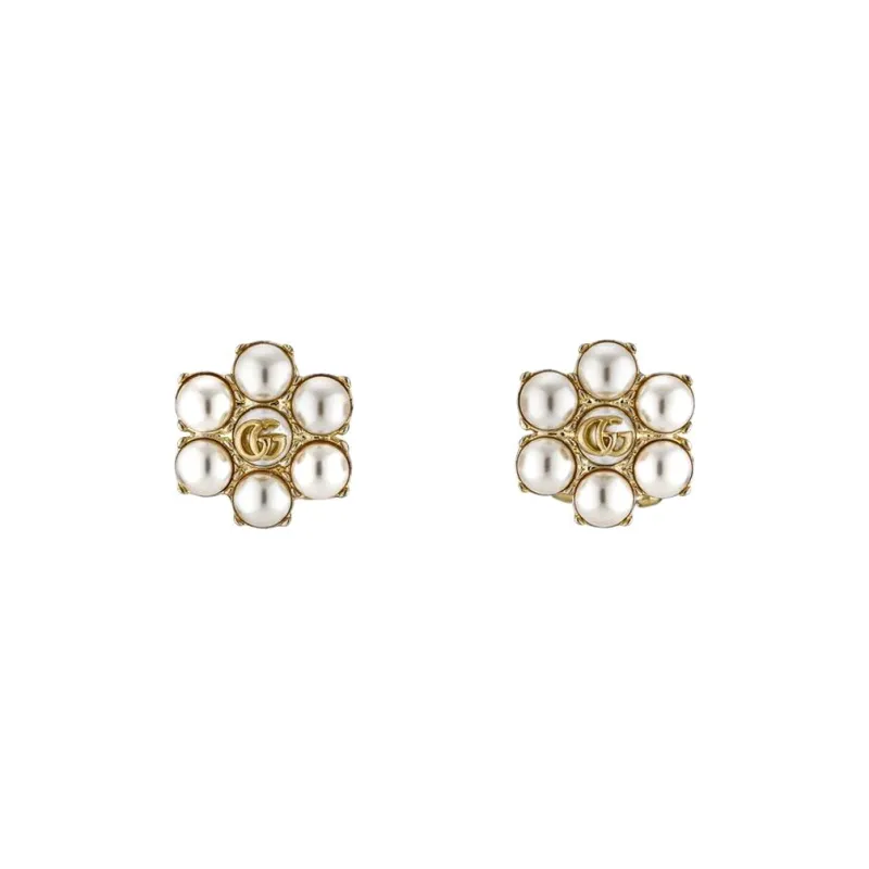 GUCCI Embellished Double G Earrings-0
