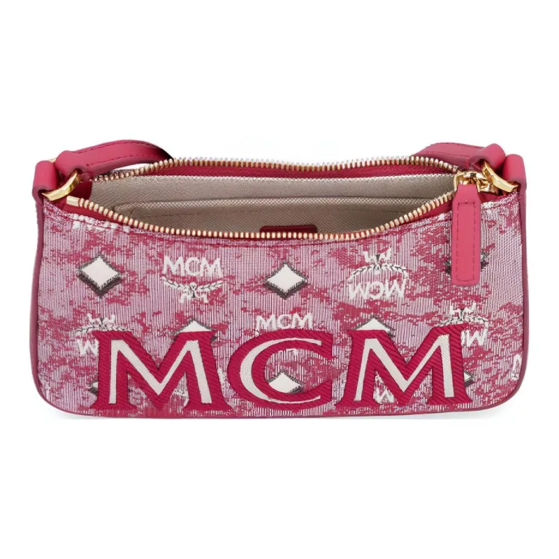 MCM Fabric Shoulder Bag Mini Women's Red-2