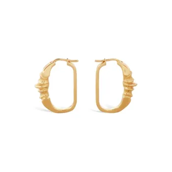 CELINE Brass Earrings Unisex Gold