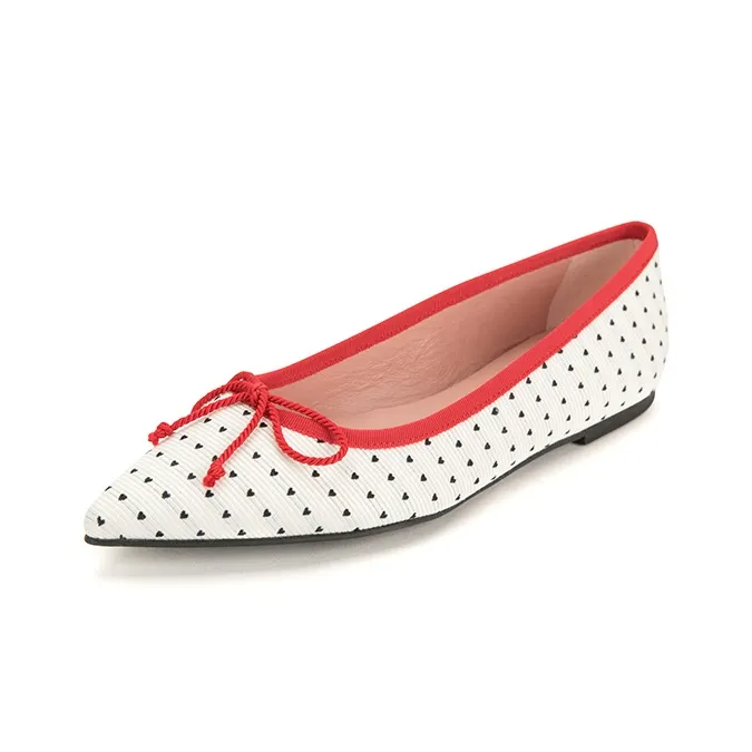 PrettyBallerinas Pointed Toe Casual Flat Unlined Shoes Women's White-1