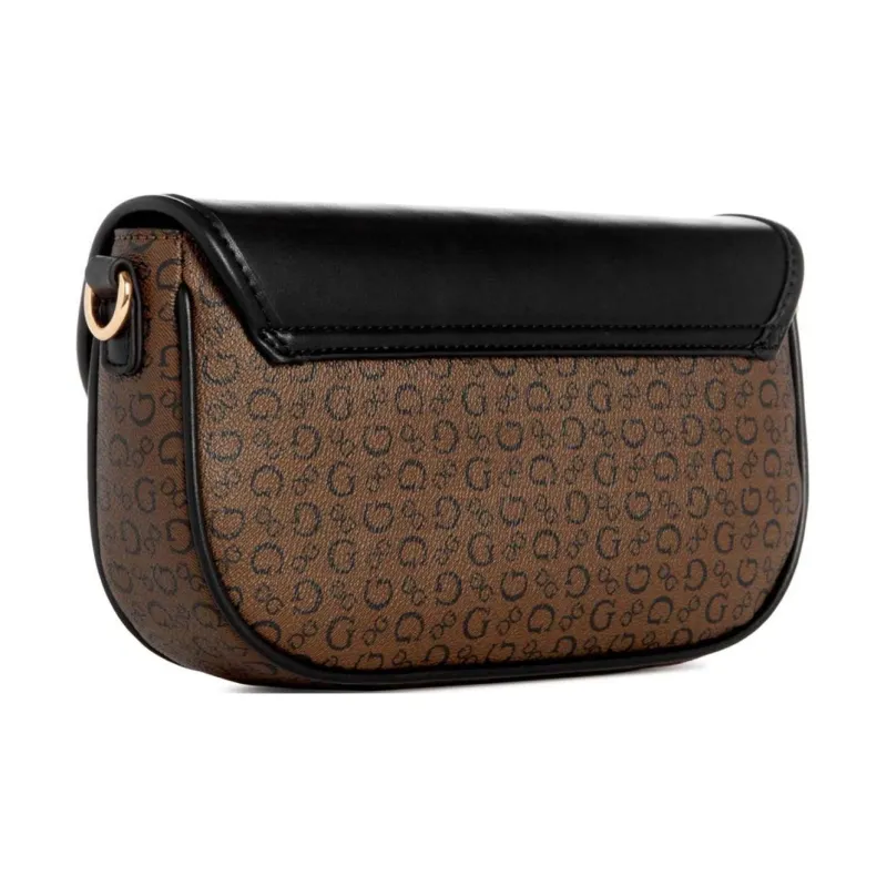 GUESS Coated Canvas Shoulder Bag Crossbody Bag Mini Women's Dark Brown & Black-1
