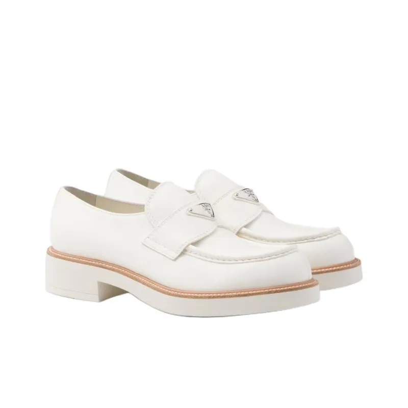 PRADA Triangle-logo Leather Loafers-2