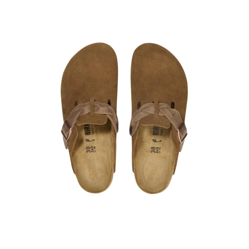Birkenstock Boston Braided Suede Leather Narrow 'Mink' Women's-3