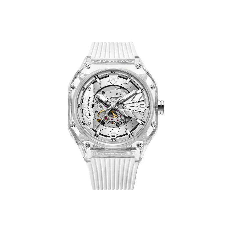 NIVADA Small Ice Cubes Automatic Mechanical Movement Unisex Watch Cut Out Dial Silicone Strap-1