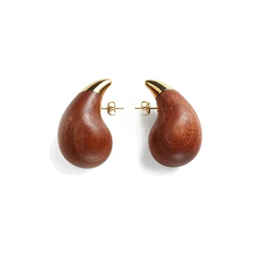 Bottega Veneta Silver Wooden Earrings Women's Brown