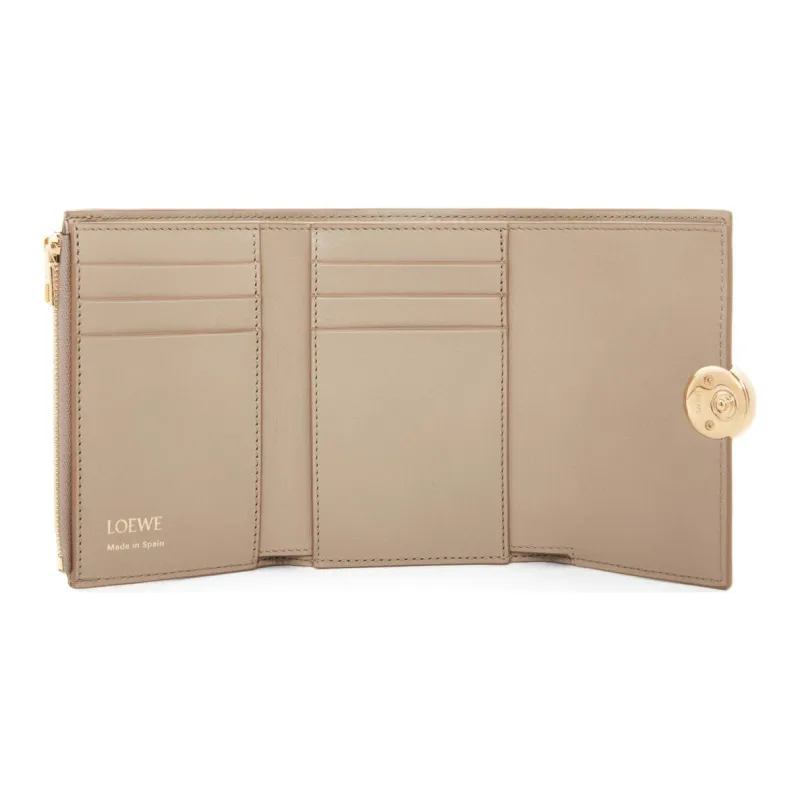 LOEWE Bright Nappa Calfskin Wallet Small Size Unisex Sand-2